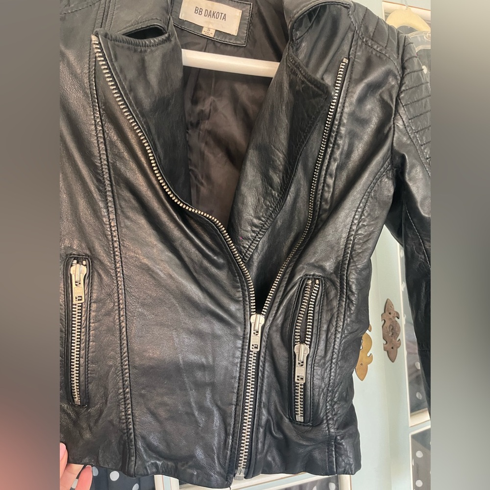 BB Dakota Quilted Black Leather Jacket